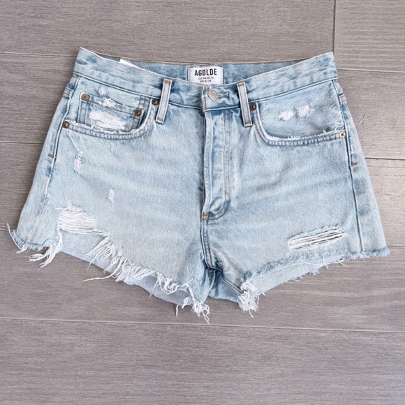 AGOLDE Parker Vintage Cut Off Short in Swapmeet Size 26 Distressed Light Wash - Picture 14 of 16